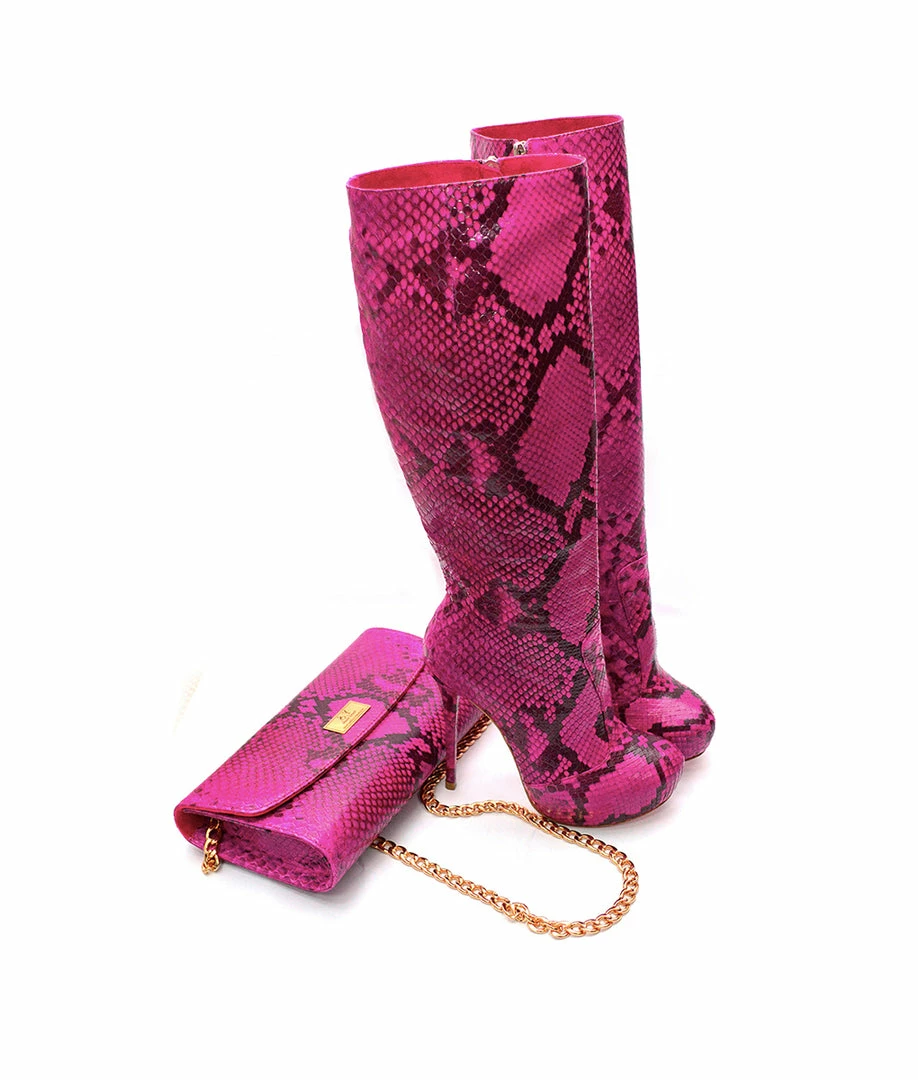 YS Boots Crocky Fuchsia Python