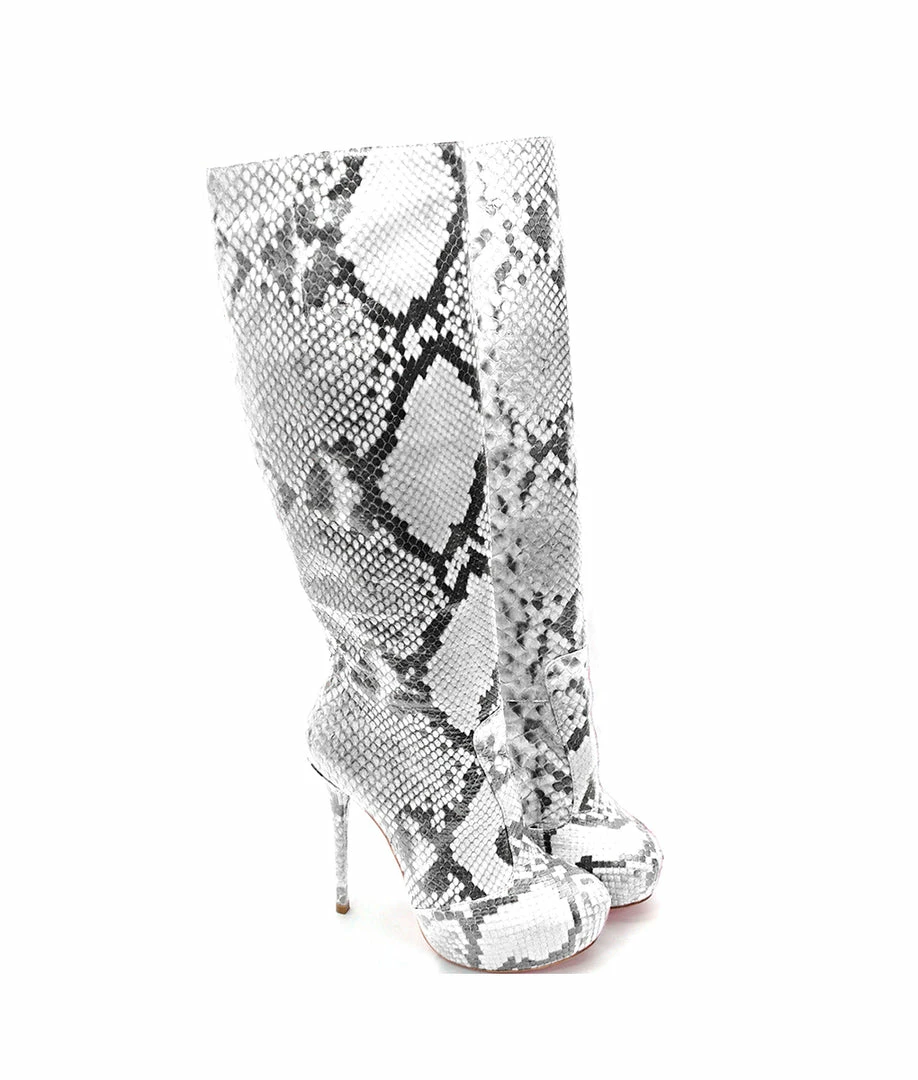 YS Boots Crocky White Python Bridal