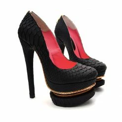 YS Demon Black & Gold Python Shoes