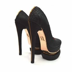 YS Demon Black & Gold Python Shoes