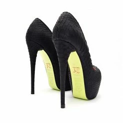 YS Kalinda Black Matte Python Shoes
