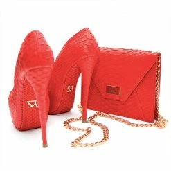 YS Handbags Kanga Red Python