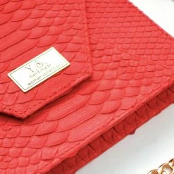 YS Handbags Kanga Red Python