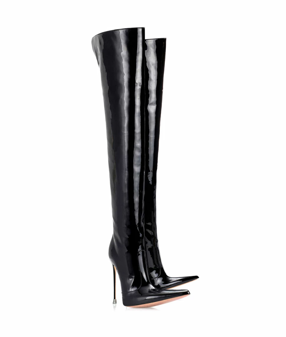 Vicenzo Rossi Boots Troann Black Patent