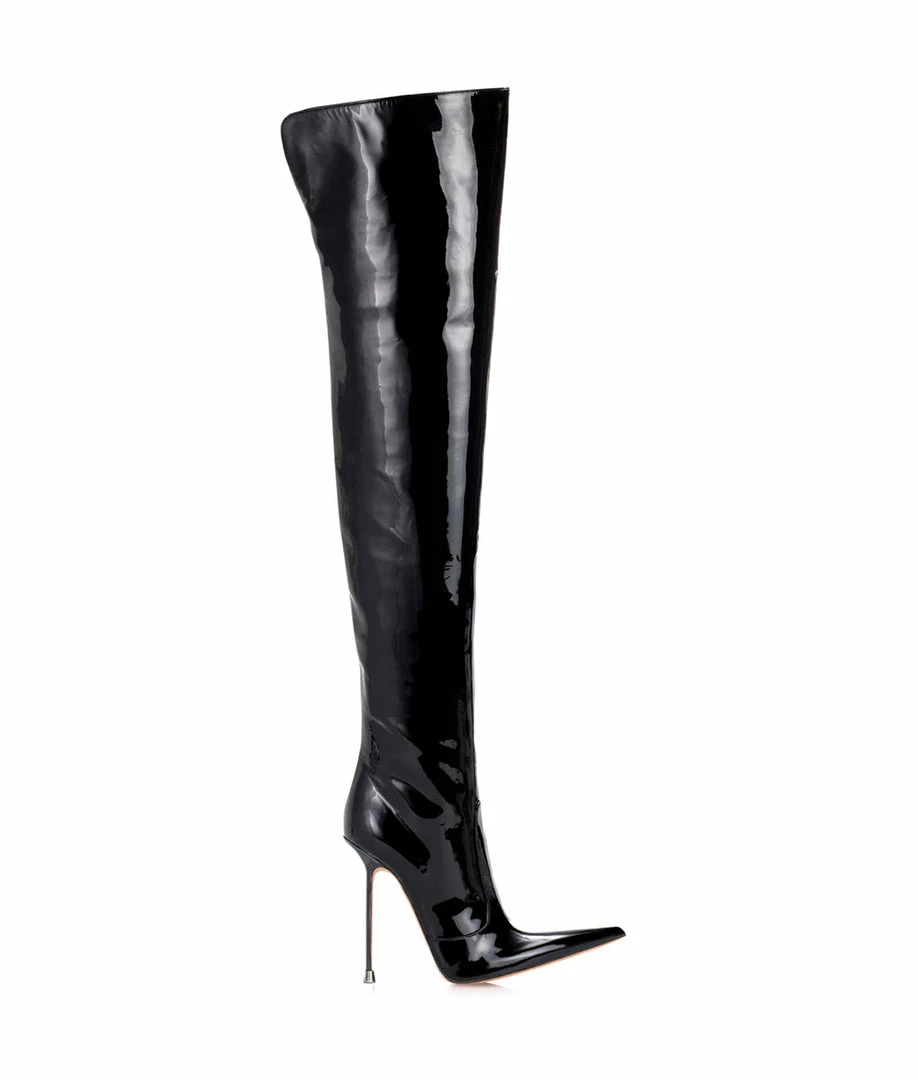 Vicenzo Rossi Boots Troann Black Patent