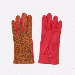 Ada De Angela Gloves Ponte Leopard And Red