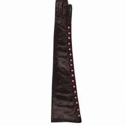 Ada De Angela Gloves Andin Black & Pink Buttons