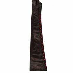 Ada De Angela Gloves Andin Black & Red Buttons