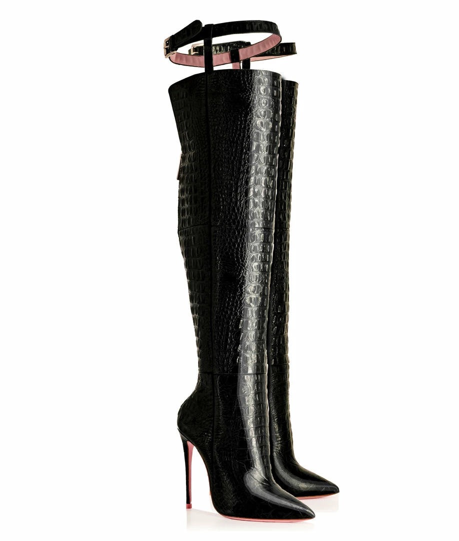 Ada De Angela Boots Salm Black Alligator