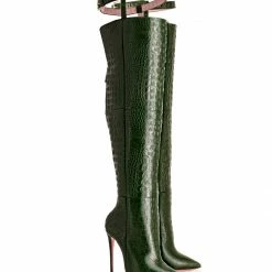 Ada De Angela Boots Salm Green Alligator